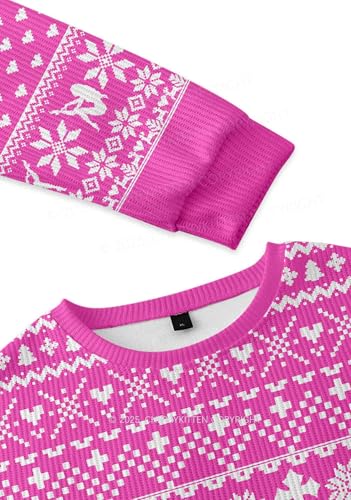 Pink Y2K Ugly Christmas Sweatshirt Fun Novelty Knit Pullover For Winter Holiday Party - Image 5