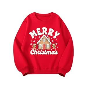 Girls' Cotton Santa Christmas Sweatshirt, Ages 3-12