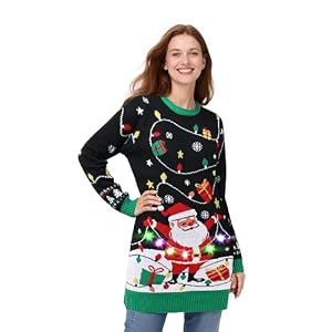 Light-Up Led Reindeer Knitted Christmas Jumper Dress