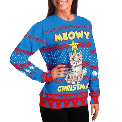 Meowy Christmas Sweatshirt | Unisex Ugly Christmas Sweater, Xmas Sweater, Funny Holiday Sweater, Funny Shirt - Image 6