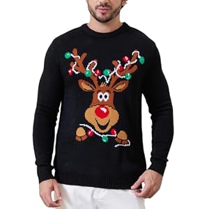 Ventelan Men’S Ugly Christmas Sweater Funny Santa Xmas Crew Neck Sweaters