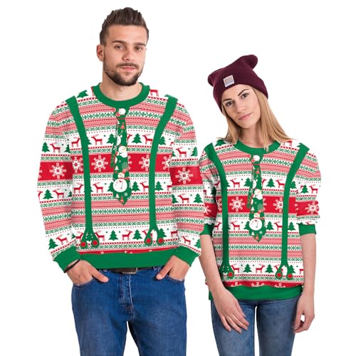 Grajtcin Ugly Couples Christmas Sweater Funny 3D Print | Men Women Xmas Sweatshirts Halloween Cosplay Party Holiday Family Gatherings Winter Pattern Outfit - Image 2