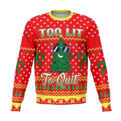 Too Lit To Quit Sweatshirt | Unisex Ugly Christmas Sweater, Xmas Sweater, Funny Holiday Sweater, Funny Shirt