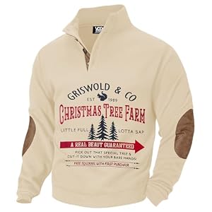 Retro Corduroy Trim Christmas Sweatshirt For Men