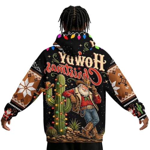 Graphic Hoodies For Men Fleece Western Oversized Christmas Sweatshirt - Image 5