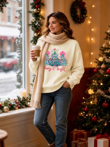 Christmas Sweatshirt For Women Xmas Tree Graphic Holiday Pullover Tops - Image 2