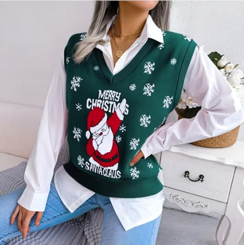 Ugly Christmas Sweater Vest Women V Neck Christmas Vest Vintage - Image 4