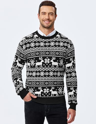 Jmierr Mens Ugly Christmas Sweater Pullover Sweater, Patterned Black, 2Xl | Funny Sweater, Long Sleeve, Warm Fall Winter Gear, Casual Regular Fit Jumpers, Soft Knit Fabric, Cute，Christmas Holiday - Image 4