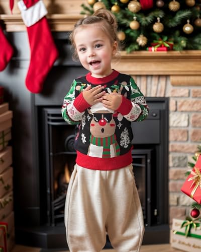 Kids Ugly Christmas Sweater Girls Boys Funny Holiday Pullover Knitwear For Aged 2-8 - Image 3