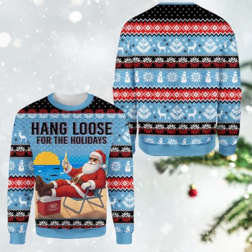 Mens Christmas Crewneck Sweatshirt Funny Xmas Graphic Pullover Tops - Image 6