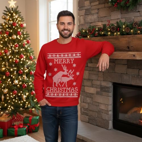 Tstars Cat Santa Claws T-Rex Ugly Christmas Sweatshirt Men Funny Festive