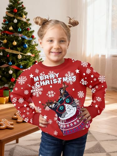 Ugly Christmas Sweatshirts For Kids Xmas Animal Pullover 5-14 Years | 5-14 Years,Soft Fabric,Novelty,Party,Long Sleeve - Image 4