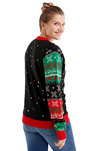 Light Up Ugly Christmas Sweater For Men,Led Funny Xmas Pullover For Party | Led Novelty Festive Knitwear For Women Couples, Creative 3D Design With Lights, Classic Holiday Pattern Santa Reindeer Llama 3 Light Up Ugly Christmas Sweater For Men,Led Funny Xmas Pullover For Party