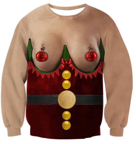 Mens Ugly Christmas Sweater Novelty 3D Graphic Xmas Sweatshirt