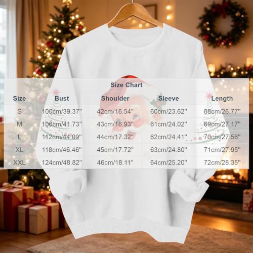 Women Retro Santa Graphic Crew Neck Christmas Pullover Sweatshirt 4 Women Retro Santa Graphic Crew Neck Christmas Pullover Sweatshirt - Image 4