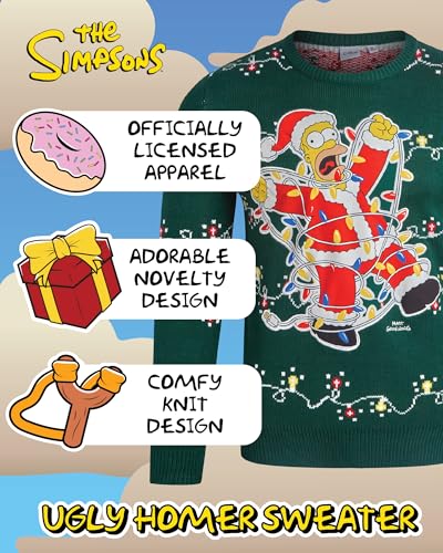 The Simpsons Mens Ugly Christmas Sweater Homer Holiday Pullover | Officially Licensed, Bold Ugly Sweater, Festive Comfortable Fit, Great For Parties &Amp; Gift Giving - Image 2