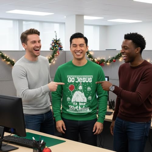 Tstars Birthday Boy Jesus Ugly Christmas Sweatshirt Men Funny Xmas Holiday