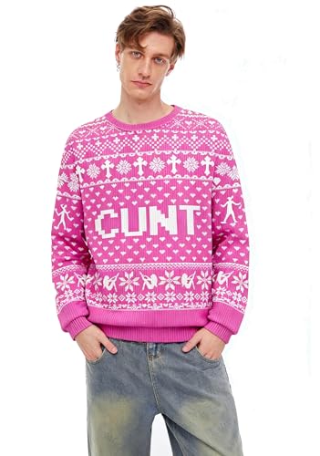 Pink Y2K Ugly Christmas Sweatshirt Fun Novelty Knit Pullover For Winter Holiday Party - Image 7