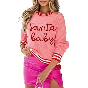 Embroidered Santa Knitted Christmas Jumper For Women