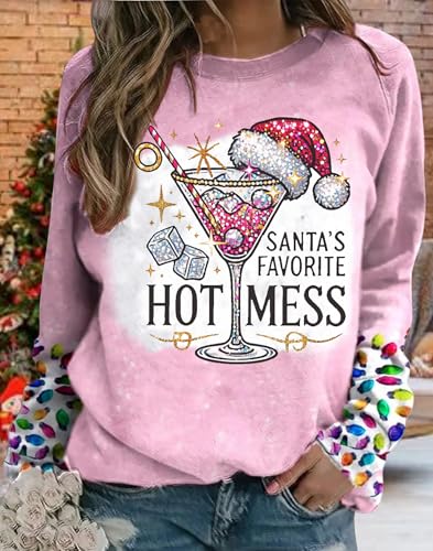 Santa'S Favorite Hot Mess Shirts For Women Vintage Ugly Christmas Sweatshirt Long Sleeve Christmas Holiday Clothes - Image 2