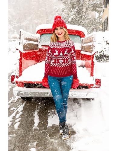 Christmas Sweaters For Women Reindeer Snowflake Holiday Ugly Knit Sweater Long Sleeve Pullover 3 Christmas Sweaters For Women Reindeer Snowflake Holiday Ugly Knit Sweater Long Sleeve Pullover - Image 3