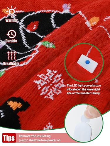 Somsoc Led Light Up Ugly Christmas Sweater For Women Men, Xmas Jumpers Funny Knitted Sweaters With Light Bulbs 5 Somsoc Led Light Up Ugly Christmas Sweater For Women Men, Xmas Jumpers Funny Knitted Sweaters With Light Bulbs - Image 5
