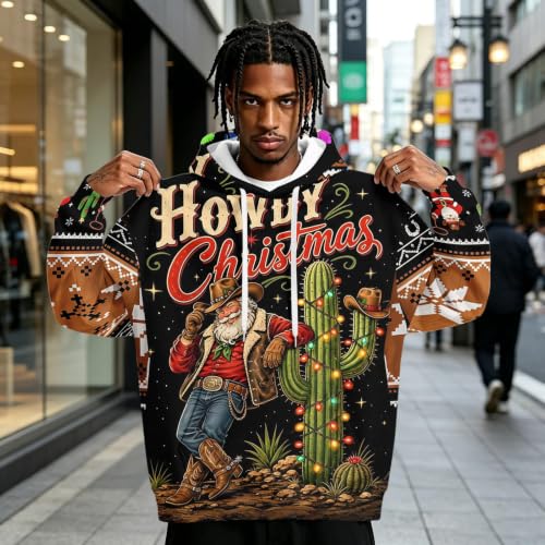 Graphic Hoodies For Men Fleece Western Oversized Christmas Sweatshirt - Image 2