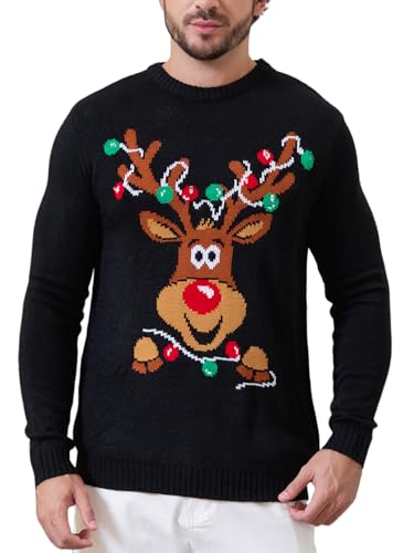 Ventelan Men’S Ugly Christmas Sweater Funny Santa Xmas Crew Neck Sweaters