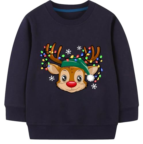 Christmas Sweatshirt For Toddler Boys Girls Cotton Long Sleeve Kids Santa Elk Ugly Xmas Sweater Tops 2-7Years
