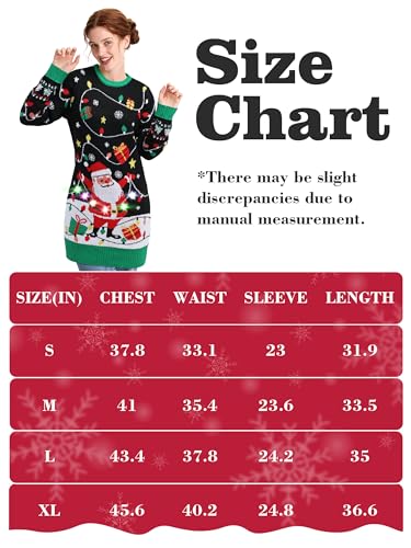 Somsoc Ugly Christmas Sweater Dresses For Women 2025 Light Up Led Funny Reindeer Knit Pullover Dress Xmas Holiday Party 4 Somsoc Ugly Christmas Sweater Dresses For Women 2025 Light Up Led Funny Reindeer Knit Pullover Dress Xmas Holiday Party - Image 4