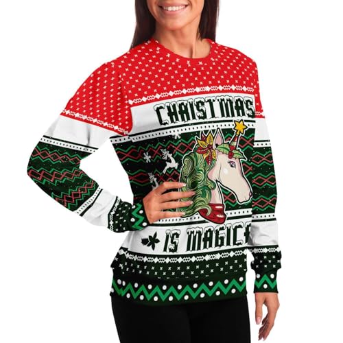 Magical Unicorn Sweatshirt | Unisex Ugly Christmas Sweater, Xmas Sweater, Holiday Sweater, Funny Sweater, Funny Shirt M Green - Image 7