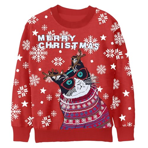 Ugly Christmas Sweatshirts For Kids Xmas Animal Pullover 5-14 Years | 5-14 Years,Soft Fabric,Novelty,Party,Long Sleeve