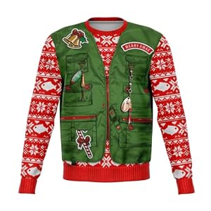 Merry Fishmas Fishing Vest Christmas Jumper, Green