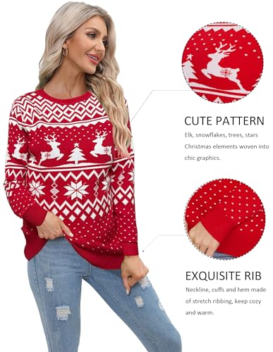 Christmas Sweaters For Women Reindeer Snowflake Holiday Ugly Knit Sweater Long Sleeve Pullover 5 Christmas Sweaters For Women Reindeer Snowflake Holiday Ugly Knit Sweater Long Sleeve Pullover - Image 5