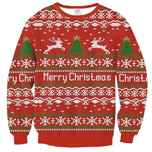 Arvilhill Mens Ugly Christmas 3D Printed Party Holiday Sweatshirt Funny Xmas Long Sleeve Sweater Snowflake Xl