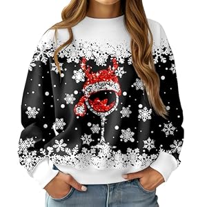 Printed Christmas Pullover For Women, Long Sleeve