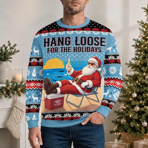 Mens Christmas Crewneck Sweatshirt Funny Xmas Graphic Pullover Tops - Image 2