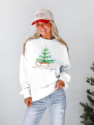 Christmas Tree Sweatshirt Women Cute Merry &Amp; Bright Holiday Pullover Top 6 Christmas Tree Sweatshirt Women Cute Merry &Amp; Bright Holiday Pullover Top - Image 6
