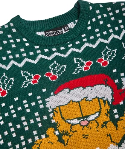Nickelodeon Garfield Mens Ugly Christmas Sweater Long Sleeve Sweatshirt | Vibrant Garfield Graphics, Festive Holiday Soft Ugly Sweater, Ribbed Crewneck Cuffs &Amp; Hem - Image 3