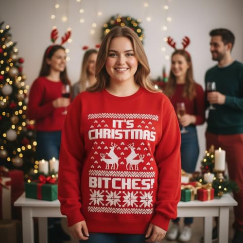 Tstars Christmas Sweatshirt Women Teen Girls Santa Claws Cat Flamingo | Soft Fleece Cat Santa Sweatshirt; Great For Christmas, Ugly Sweater Party, Festive Women Teen Girls Gift - Image 3