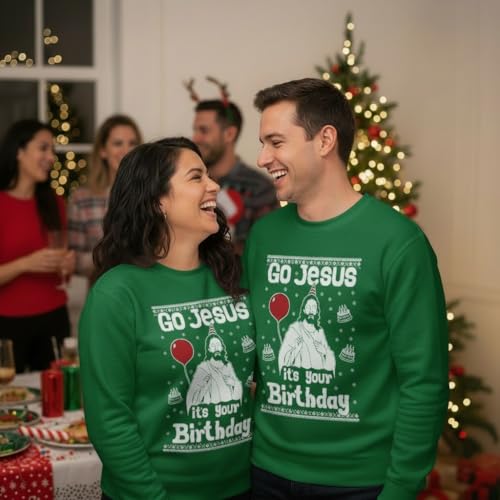 Tstars Birthday Boy Jesus Ugly Christmas Sweatshirt Men Funny Xmas Holiday