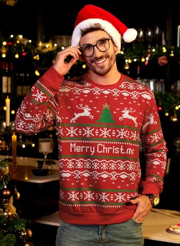 Arvilhill Mens Ugly Christmas 3D Printed Party Holiday Sweatshirt Funny Xmas Long Sleeve Sweater Snowflake Xl