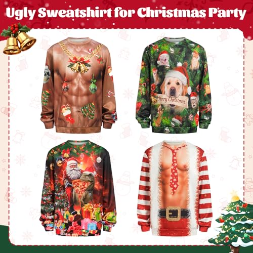 Ugly Christmas Sweatshirt For Men Women Funny 3D Print Pullover Long Sleeve Xmas Sweater Shirt - Image 3