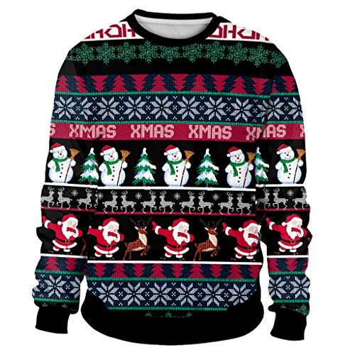 Colorful House Unisex'S Ugly Christmas Jumper Sweater Printed Pullover,3D Funny Digital Print Sweatshirt Suit For Men Woman