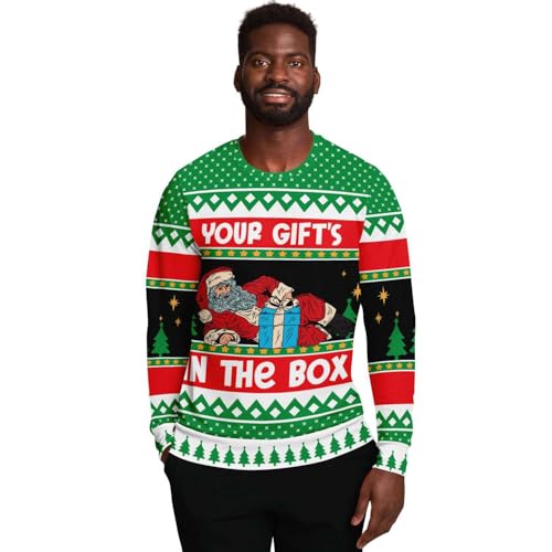 Gift In The Box Sweatshirt | Unisex Ugly Christmas Sweater, Xmas Sweater, Holiday Sweater, Funny Sweater, Funny Shirt L Green - Image 2