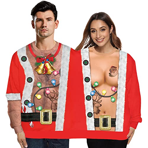 Grajtcin Mens And Womens Two Person Ugly Christmas Sweater 3D Printed Sweatshirt Couple 1 Grajtcin Mens And Womens Two Person Ugly Christmas Sweater 3D Printed Sweatshirt Couple