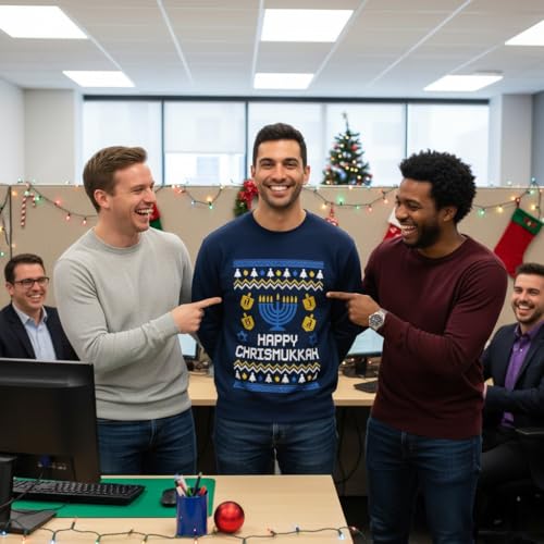 Tstars Chrismukkah Sweater Men Funny Jewish Hanukkah Christmas Holiday