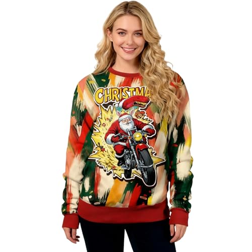 Funny Christmas Sweatshirts For Women Men Ugly Graphic 3D Print Pullover - Image 4
