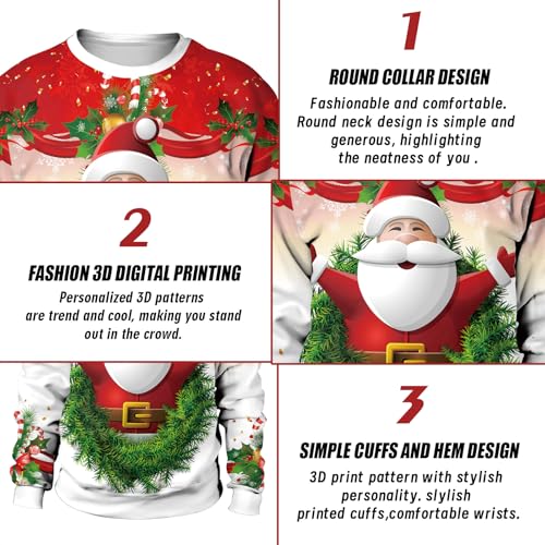 Eciodci Unisex Christmas Ugly Sweatshirt 3D Christmas Tree Xmas Lights Print Pullover Long Sleeve Sweatshirts For Merry Party 6 Eciodci Unisex Christmas Ugly Sweatshirt 3D Christmas Tree Xmas Lights Print Pullover Long Sleeve Sweatshirts For