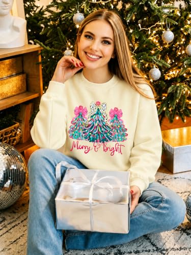 Christmas Sweatshirt For Women Xmas Tree Graphic Holiday Pullover Tops - Image 7